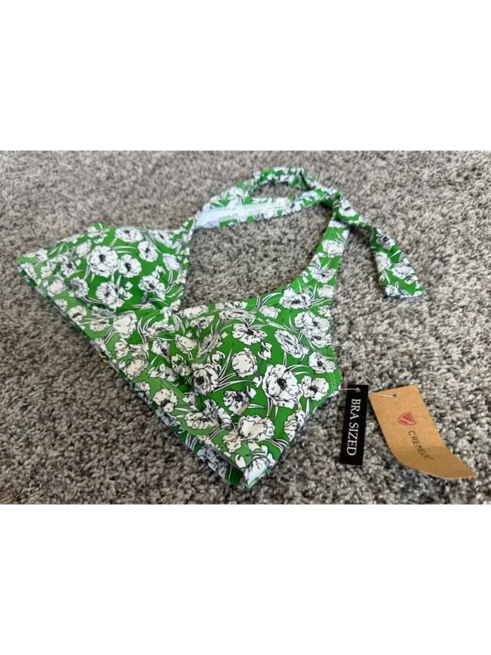 CREMIEUX NWT Poppy Floral Tie Neck Swim Bikini Top Women's Size 36DD